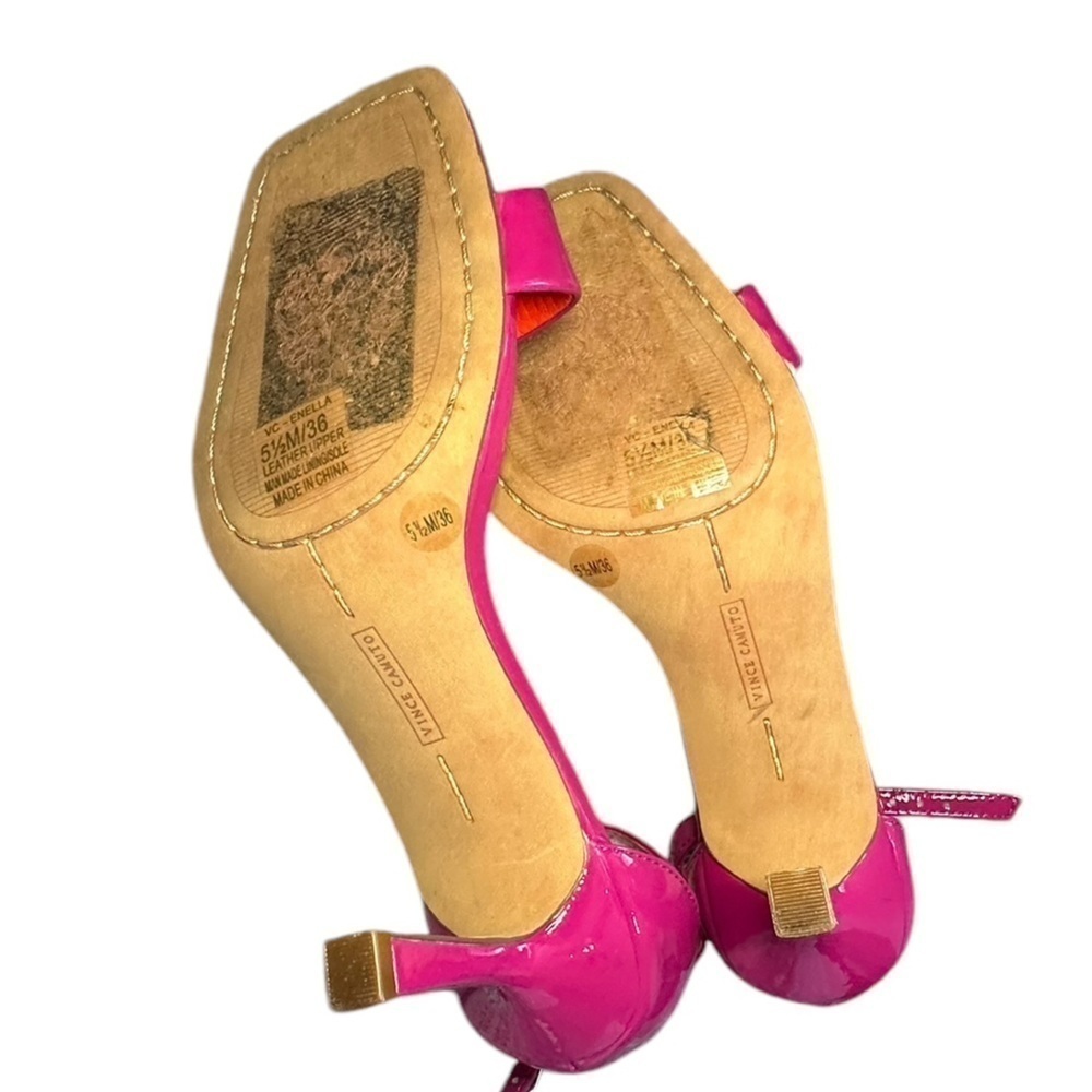 NEW Vince Camuto Enella Barbie Pink Patent Heels | Strappy Sandal | Size 5.5 - Picture 8 of 8